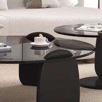 Table basse moderne de luxe léger en verre trempé Shark, design simple et créatif, table à thé minimaliste pour salon