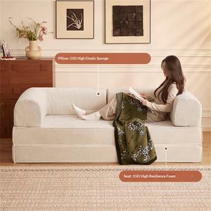 <span class=keywords><strong>Canapé</strong></span> deux places en ligne droite, style vintage, salon, pliable, double usage, <span class=keywords><strong>canapé</strong></span>-lit Teddy, tissu compressé, amovible - Product Image 3