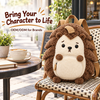 Sac à dos en peluche personnalisé de haute qualité avec logo sur mesure, motif hérisson, jouets en peluche sur mesure