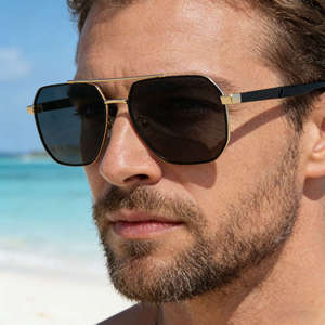 Lunettes de soleil carrées pour hommes Ks-3975, monture noire, verres TAC, protection UV400, pour la conduite en extérieur. - Product Image 1