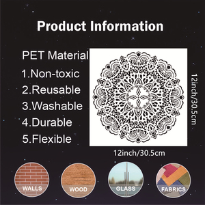4 pochoirs mandala extra-larges réutilisables, modèles <span class=keywords><strong>de</strong></span> <span class=keywords><strong>peinture</strong></span> à points mandala, <span class=keywords><strong>pochoir</strong></span> <span class=keywords><strong>de</strong></span> <span class=keywords><strong>peinture</strong></span> florale DIY - Product Image 2