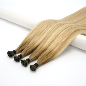 Extensions capillaires en gros à pointe en K, couleur Balayage Ombré, double épaisseur, cheveux humains russes Remy, extensions à pointe en <span class=keywords><strong>U</strong></span> avec kératine, fournisseur - Product Image 2
