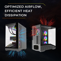 Boîtier PC Gaming Panoramique RGB Vue sur la Mer Mollyshines Mid-Tower en Métal avec Refroidissement et Support Ventilateur USB