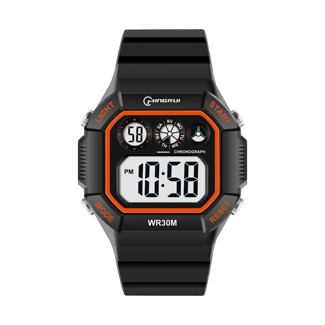 Charming Black Plastic Band Rectangle Dial Unique Watch Men Sport LED Digital Watches