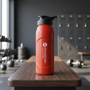 Red Plastic Water <b>Bottle</b> Flip Up <b>Straw</b> Cap Gym Sports <b>Drink</b> <b>Bottle</b> 600ML Bpa Free With Lid - Product Image 1