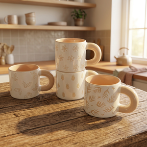 Nouvelle conception, tasse à café classique en porcelaine blanche, café, cappuccino, motif floral de dessin animé, passe au lave-vaisselle et au micro-ondes - Product Image 2