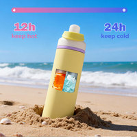 Botella de Agua Aislada al Vacío de Acero Inoxidable de 24 oz con Asa Flexible, a Prueba de Fugas, Libre de BPA, Apta para Lavavajillas, Lista para Acampar