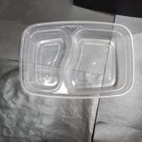 Boîte à lunch en plastique PP de qualité alimentaire à 2 compartiments, compatible micro-ondes, contenants jetables à emporter, couvercles, plateau pour gâteaux, collations, nourriture pour animaux de compagnie