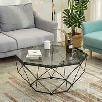 Meuble de luxe avec cadre en verre et acier inoxydable, Table basse, vente en gros, 3 pièces