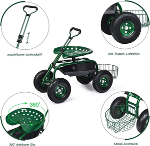 Chariot de jardin ergonomique populaire et économique avec siège, idéal pour l'agriculture et le jardinage en extérieur - Product Image 2