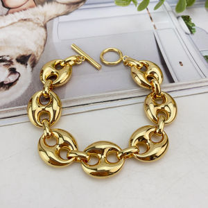 Juego de Joyería de Oro Laminado 14k al por Mayor, Collar, Pulsera, Aretes Cubanos para <span class=keywords><strong>Mujer</strong></span>, para Regalos de Boda y Fiesta, FHK24178 - Product Image 3
