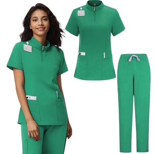 Uniforme médical femmes 2 poches CVC hôpital infirmière gommage hauts pantalons femmes uniformes ensembles de gommage médical unisexe élasticité tissu - Product Image 2