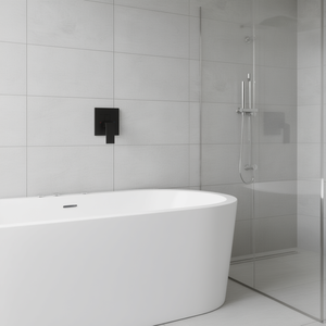 Sistema de Ducha Cuadrado de Pared, Negro Mate, con Grifo de Cascada de 12 Pulgadas para Bañera, Juego de Baño - Product Image 2