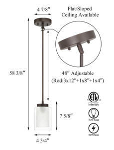 תעשייתי אמריקאי מטבח מנורת ברזל זכוכית תליון אור גוף תליית תקרה יחיד עבור שולחן האוכל - Product Image 5