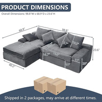 Canapé Modulaire Moderne Cloud à Assise Profonde, Aucun Assemblage Requis, Canapé Rembourré pour Villa, Salon, Appartement, Design Boucle
