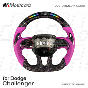 Dodge Charger Challenger hellcat SRT 392 r/t scat Pack Daytona 2013-2023พวงมาลัยคาร์บอนไฟเบอร์ปรับแต่งสีชมพู - Product Image 2