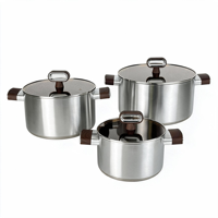 Set Panci Casserole Titanium Modern 20/24/28 cm dengan Tutup Kaca, Aman untuk Mesin Cuci Piring, untuk Memasak di Rumah
