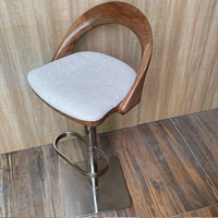 Chaises de bar pivotantes en bois Chaises d'île Tabouret de bar Base en acier inoxydable Hauteur réglable Comptoir de petit-déjeuner Cuisine Pub Meubles