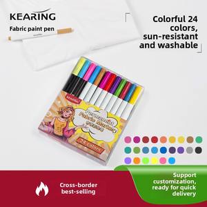 24 couleurs de tissu de vente chaude imperméable à l'eau ne se décolore pas DIY <span class=keywords><strong>Graffiti</strong></span> peinture et couleur réparation stylo marqueur ensemble - Product Image 6