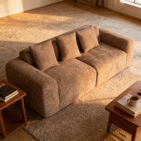Beliebtes Design Modernes Samt-Stoff L-Form 3-Sitzer Modulares Ecksofa-Set Apartmentfreundliche Möbel