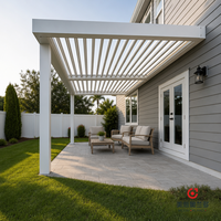 Pergola à lames orientables en aluminium MEXIN avec bande LED, capteur de pluie et télécommande pour terrasse, patio, jardin, hôtel