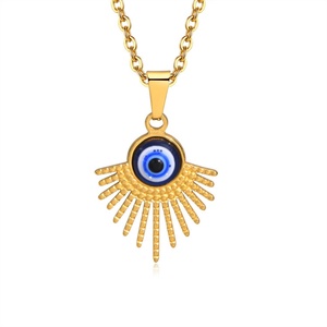 Fashion Stainless Steel Sun Evil Eyes Dangle Charm Necklace Jewelry Women - Product Image 1