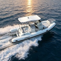 Bateau pneumatique de luxe en aluminium RIB580 avec coque en aluminium, toit rigide et tube Hypalon pour la navigation maritime