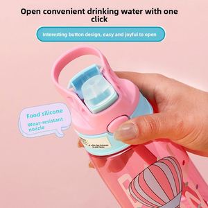 Wholesale 480ml Kids Travel Sport <b>Plastic</b> Water Tumbler Bonuce Lid Customized Logo Cartoon Children Bottles With Lid and <b>Straw</b> - Product Image 3