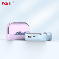 Banque d'alimentation portable WST personnalisée en gros, affichage numérique caché, charge rapide, design de petit portefeuille, mini 10000mah pour l'extérieur
