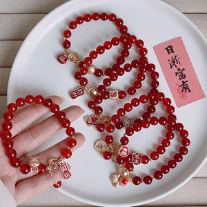 2024 Dragon Year Red Agate Pulseras de cornalina natural para novia Mujeres Primordial Year Lucky Cat Coin <span class=keywords><strong>Pulsera</strong></span> de ágata roja - Product Image 4