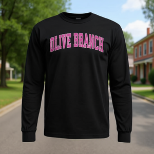 T-shirt à manches longues Olive Branch Mississippi Ms, design rose, style sport vintage - Product Image 3