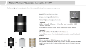 ตัวกรองฝักบัวโลหะผสมไทเทเนียมอะลูมิเนียม ตัวกรองฝักบัวใยคาร์บอนที่เป็นมิตรต่อผิวหนัง ช่วยกำจัดคลอรีน โลหะหนัก และสารตะกั่ว - Product Image 4