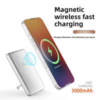 Power Bank Nirkabel Magnetik 5000mAh 22.5W PD Pengisian Cepat Layar TFT Dudukan Jam Tangan Tipis Berbahan Alloy untuk iPhone Seri 12-16
