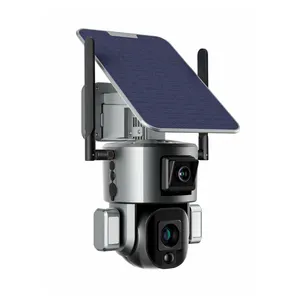Telecamera solare Wireless 4k doppia fotocamera 360 Zoom ottico 10X telecamera di sorveglianza ad energia solare wireless WIFI