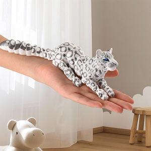 Animaux imprimés en 3D Léopard des neiges Créature Jouets imprimés en 3D flexibles pour le soulagement du stress et la décoration de bureau Cadeau unique - Product Image 6