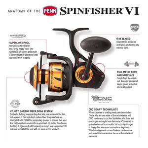 بكرة غزل PENN SPINFISHER VI SSVI أصلية 100 ٪ بكرات دوارة معدنية كاملة للجسم بكرة صيد نقية