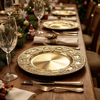 Assiette de Présentation Dorée Populaire 13 Pouces en Plastique Durable pour Mariage, Récolte d'Automne, Fête de Noël, Banquet, Table