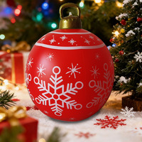 Boule de Noël gonflable en PVC moderne de 23,6 pouces, imperméable, écologique, imprimé flocon de neige, décorations de Noël pour l'extérieur et la maison