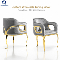 QIANCHENG Fauteuil de Repas de Luxe Haut de Gamme en Acier Inoxydable pour Maison et Restaurant
