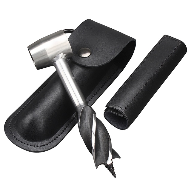 Набор сверл и кобур для выживания на природе, ручной шнековый инструмент для сверления дерева, с кожаным защитным чехлом