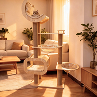 Arbre à chat et villa pour chat tout-en-un en bois massif, tour à chat multi-niveaux de luxe avec capsule spatiale, peu encombrant pour les grands chats