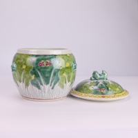 RYZG32-B-L Pot en céramique de Jingdezhen, motif papillon et fleur de chou Bok Choy, pot à riz en céramique