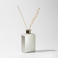 Prix d'usine 100ml 350ml Vente en gros Bouteille diffuseur à roseaux plate argentée en verre vide avec bouchon pulvérisateur Couleur OEM ODM