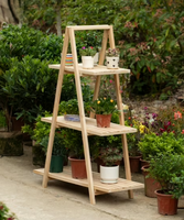 Support à plantes en bois à trois niveaux, étagère triangulaire pour plantes, présentoir multi-niveaux pour pots de fleurs, pour balcon intérieur, jardin