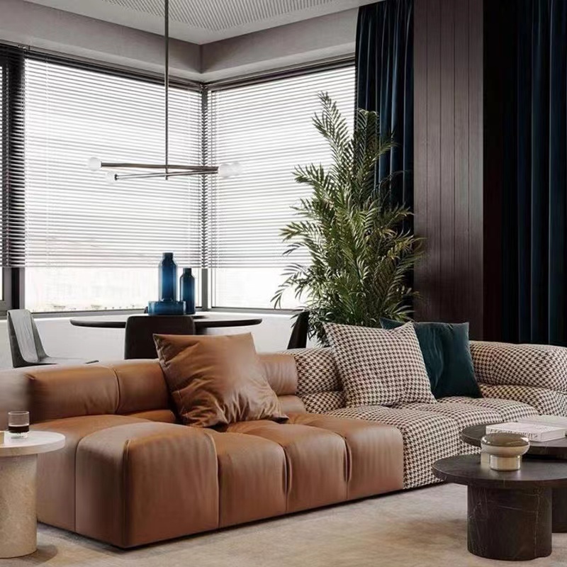 Modern New Design Contrast Color Fabric Furniture Sofa Set Comfortable Modular Living Room Sofas