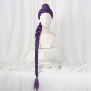 Parrucca All'ingrosso per <span class=keywords><strong>Cosplay</strong></span> KPOP e Anime Modello Rose Mira Viola Rumi Viola Scuro Zoey in Capelli Sintetici Resistenti al Calore - Product Image 3
