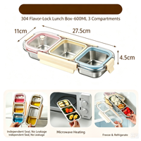 Boîte à lunch 3 niveaux en acier inoxydable 04 pour le contrôle des portions, boîte bento, préparation de repas pour la perte de poids, compatible congélateur, avec couvercle
