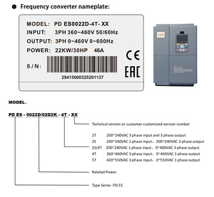 อินพุต VFD 220V เอาต์พุต 380V AC ไดรฟ์ 11KW ความถี่เฟสเดียวเป็นสามเฟสสำหรับคอมเพรสเซอร์ PDE กำลังสูง อินพุต VFD 22 - Product Image 2