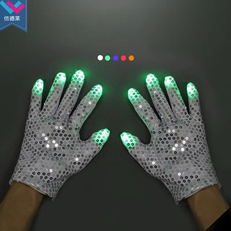 Led Light Up Gloves Flashing Sequins LED Glove for Party Dance Decoration Halloween Christmas Performance Stage Props