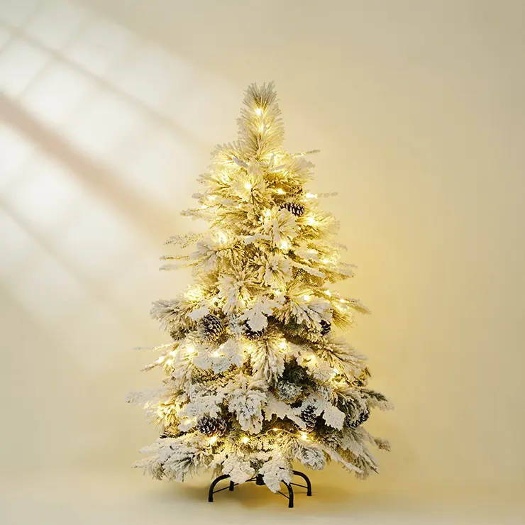 High Quality Christmas Decoration Supplies Metal Tripod Snowflake Style Flocked White Christmas Tree For Outdoor